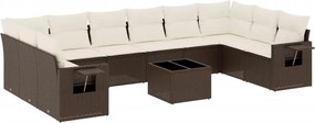 vidaXL 11 részes barna polyrattan kerti ülőgarnitúra párnákkal