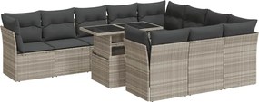 vidaXL 11 részes világosszürke polyrattan kerti ülőgarnitúra párnákkal