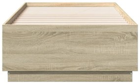 sonoma tölgyszínű szerelt fa ágykeret LED-del 90 x 190 cm