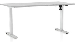 OfficeTech A állítható magasságú asztal, 160 x 80 cm, fehér alap, világosszürke