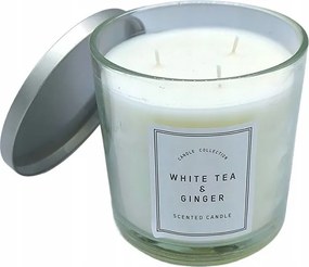 Dekorációs Gyertya Tripla Lont White Tea&amp;Ginger Scented 12x11,7cm 80h