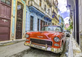 Poszter 66,5x46,5cm Antik autó Havannában, Assaf Frank