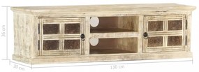 fehér tömör mangófa TV-szekrény 130x30x36 cm