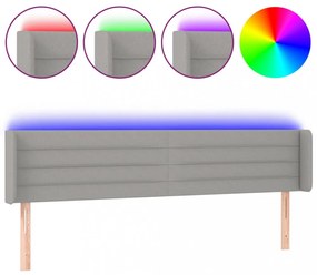 világosszürke szövet LED-es fejtámla 203 x 16 x 78/88 cm