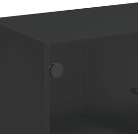 fekete kisszekrény üvegajtókkal 68 x 37 x 75,5 cm