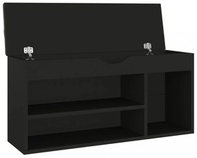 fekete szerelt fa cipőtároló pad párnával 104 x 30 x 49 cm