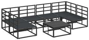Kerti Kanapé Szett párnával 7 pcs Fekete Alumínium