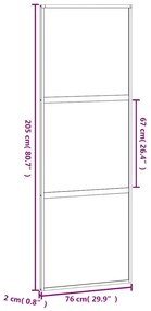 fehér edzett üveg és alumínium tolóajtó 76 x 205 cm