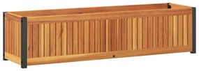 tömör akácfa és acélkerti virágtartó 110 x 30 x 27,5 cm