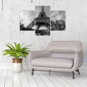 Kép - Eiffel-torony, fekete-fehér (90x60 cm)