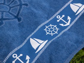 HORGONY és KORMÁNYLAPÁT kék strandtörölköző