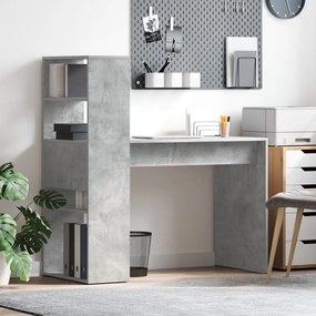 vidaXL Asztal tárolóval Beton Szürke 113x54x120 cm Szerelt fa