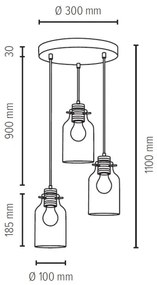 Spot-Light 1760376R - ALESSANDRO 3xE27/60W/230V függeszték kábellel