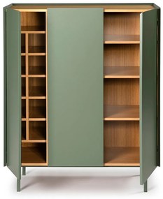 Zöld magas komód tölgyfa dekorral 95x120 cm Arista – Teulat