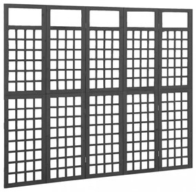 5 paneles fekete fenyőfa térelválasztó/lugasrács 201,5 x 180 cm
