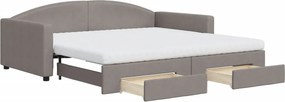 vidaXL tópszínű kihúzható szövet heverő fiókkal 100 x 200 cm