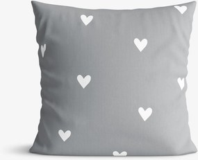 Goldea pamut párnahuzat - szívecskék, szürke alapon 50 x 50 cm