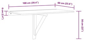 betonszürke szerelt fa összecsukható fali asztal 100x60x56 cm