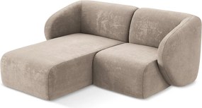 Világosbarna zsenília sarokkanapé (bal oldali-heverő résszel) Lani – Makamii