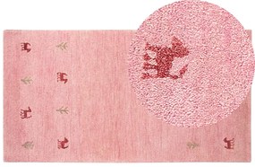 Rózsaszín gabbeh gyapjúszőnyeg 80 x 150 cm YULAFI Beliani