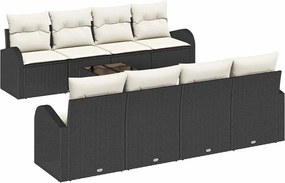 vidaXL Kerti Kanapé Szett Fekete 55 x 55 x 37 cm polirattan