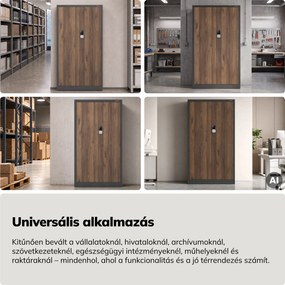 Fém irodai szekrény kódzárral, antracit, dió, 900x1850x400 mm: DANIEL Eco Design