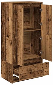 Antik fa szerelt fa szekrény fiókkal 55,5x34x119,5 cm