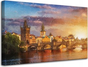 Vászonkép Olajfestmény Város Stílus Művészet Építészet 80x50 cm