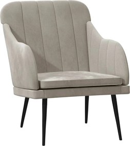 vidaXL világosszürke bársonyfotel 63 x 76 x 80 cm
