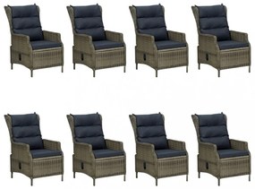 9 részes barna polyrattan kültéri étkezőgarnitúra párnákkal
