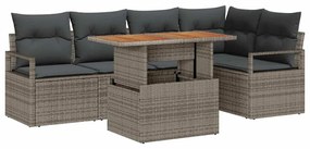 vidaXL Kerti Kanapé Szett tárolóval 6 pcs Szürke Poli rattan