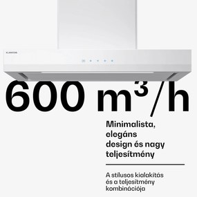 Klarstein Velaire páraelszívó, Elegáns, minimalista, nagy teljesítményű, A++ energiaosztály, 600 m³/h, 60 cm
