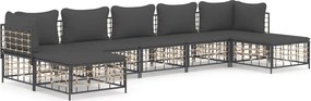 vidaXL 7 részes antracitszürke polyrattan kerti ülőgarnitúra párnákkal