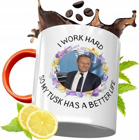 Donald Tusk Narancssárga Bögre Ajándék, fényképes nyomattal