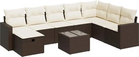 vidaXL 9 részes barna polyrattan kerti ülőgarnitúra párnákkal