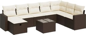 vidaXL 9 részes barna polyrattan kerti ülőgarnitúra párnákkal