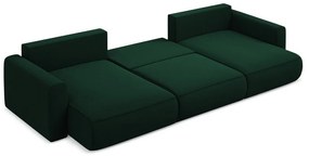 Zöld bársony kinyitható-tárolóhelyes (U alakú) sarokkanapé Kapua – Makamii