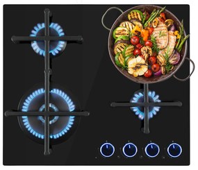 Klarstein Illuminosa 4, gázfőzőlap, 4 Sabaf égő, üvegkerámia