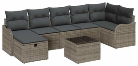 vidaXL Kanapé Szett párnával tárolóval Szürke polirattan