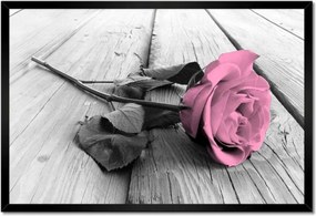 Poszterek keretben 60x40 Rózsa világos deszkákon