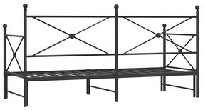 kihúzható kanapéágy matrac nélkül fekete 90x190 cm acél