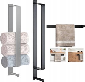 Fürdőszobai Törölközőtartó öntapadós, fúrás nélkül, fekete