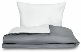 Luxury Collection szatén ágynemű, fehér/sötétszürke, 140 x 200 cm, 70 x 90 cm