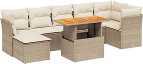 vidaXL 8 részes bézs polyrattan kerti ülőgarnitúra párnával