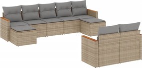 vidaXL 9 részes bézs polyrattan kerti ülőgarnitúra párnákkal