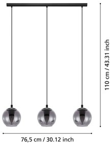 Fekete függőlámpa üveg búrával ARISCANI – EGLO