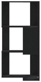 3 szintes fekete szerelt fa sarok könyvespolc 50 x 50 x 102 cm