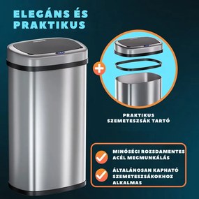 DEUS érzékelős szemetes, 58 liter, ezüst Jurhan