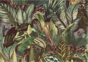 Flizelin fotótapéta Banán Pálma Jaguár Levelek Virágok 400x280 +ragasztó