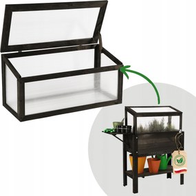 Fedél üvegház gyógynövénytartó lábakon Fa Plexi öko Nagy